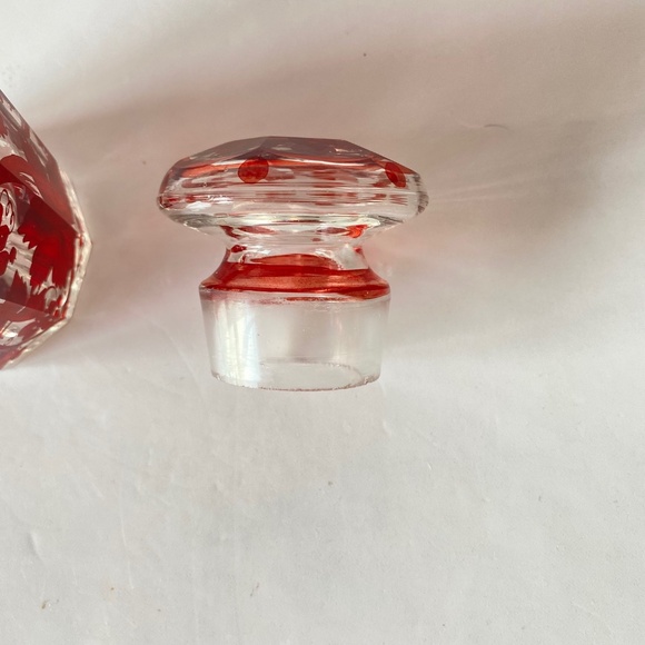 Bohemian Glass Pickle Jar Ruby Red Grapes Pattern Vintage Circa 1930s AS IS. - Picture 5 of 11